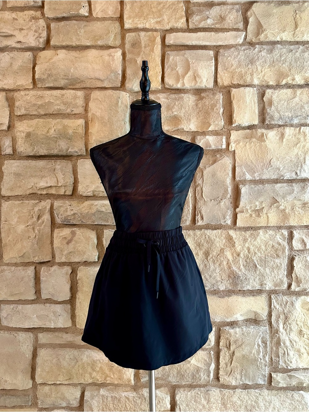 Black Elastic Waist Mini Skirt - Brand:
